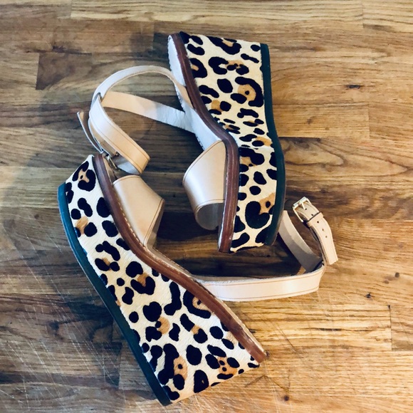 kate spade Shoes - Kate Spade Leopard Print Calf Fur Platform Wedges